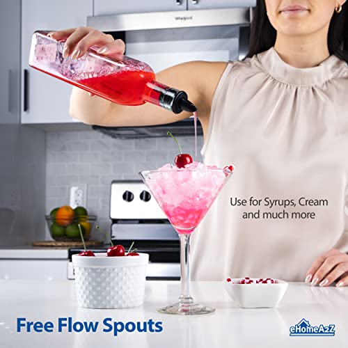 Ehomea2Z Plastic Liquor Bottle Pourers Black- 12 Pack Classic Bottle Pourers For Alcohol, Leak-Proof, Dishwasher-Safe Pour Spouts For Liquor Bottles #TOP4