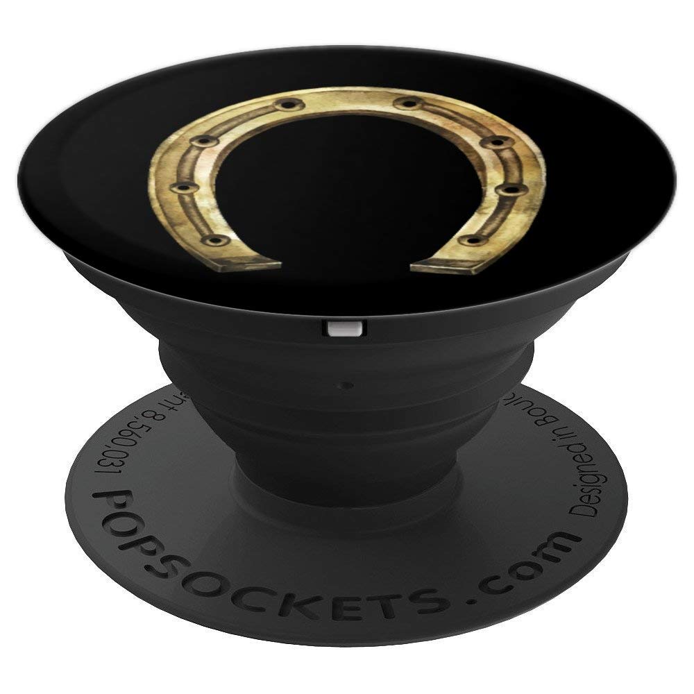 Horseshoe Design Graphic Horse Lover Gift Black Horseback PopSockets PopGrip: Swappable Grip for Phones & Tablets