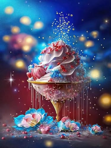 DIY 5D Diamond Art Painting Kits for Adults Cup Ice Cream Beginners Easy Round Beads Diamond Art Full Drill Cross Stitch Mosaic Gems Craft for Home Decoration Festival Gift 40x50(1)