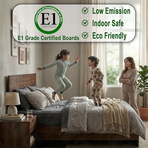 Image of ABOUT SPACE Bed - (80 x 74 inches) King Size Bed Without Storage | Engineered Wooden Bed Frame with Airflow & MDF Support Board for Mattress | 1-Year Warranty Cot for Bedroom - Brila Weave(Linen Grey)