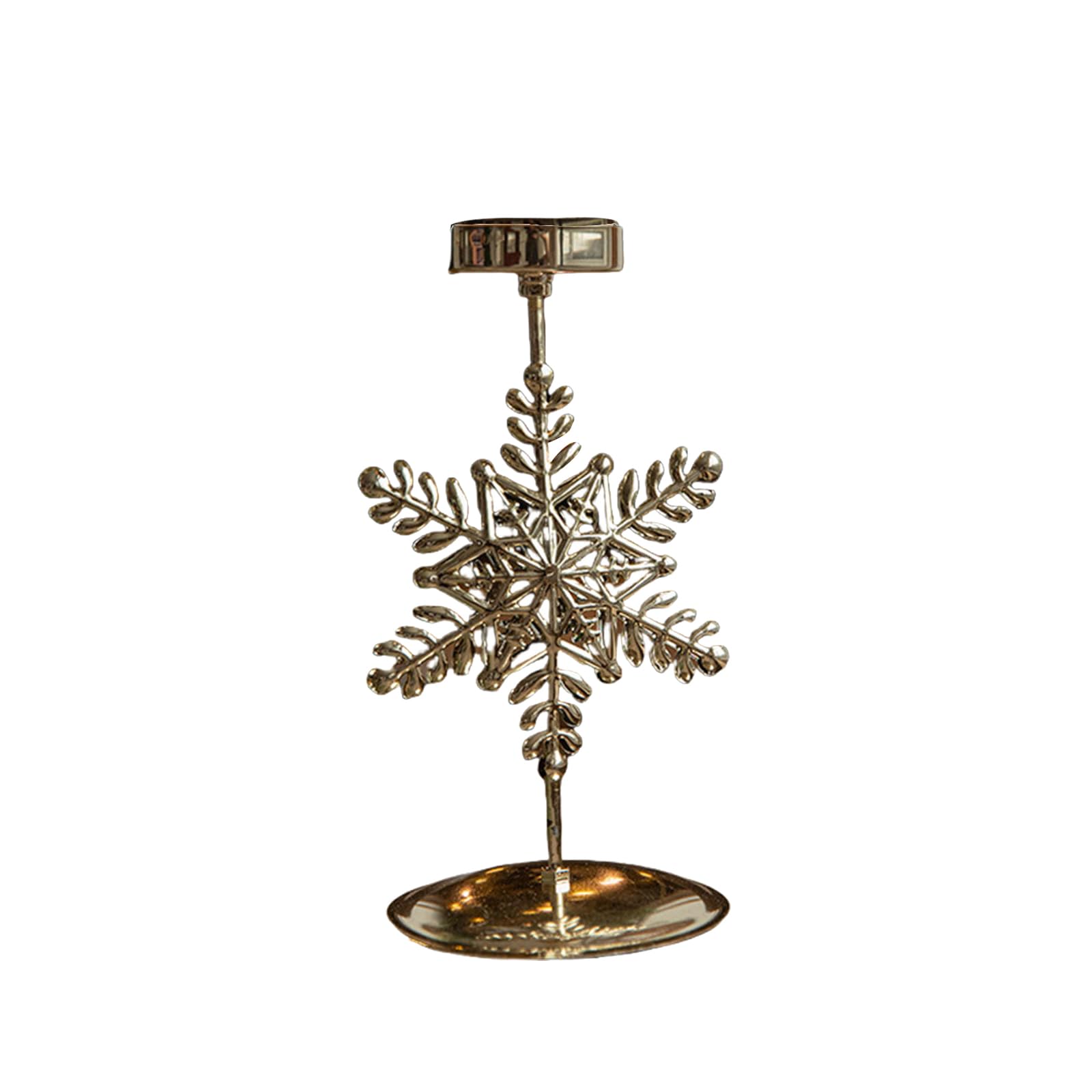 Jazuaiao Christmas Metal Tealight Holder Snowflake Flower Star Pattern Iron Stand Candlestick for Centerpieces Decors Festival Stand