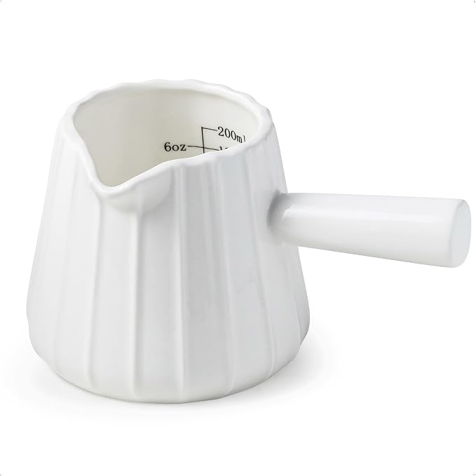 Ceramic Espresso Cups, Espresso Measuring Cup with Handle, Expresso Shots Cups with Scale, Espresso Accessories, 200ML /6 OZ, Cream White