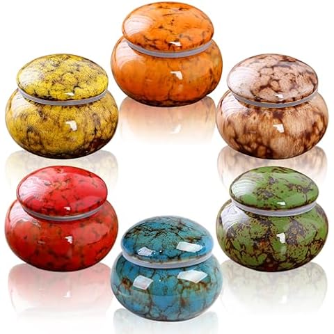 Small Urns for Human Ashes Keepsake Set of 6, 1.6'' Cremation Keepsakes Urns for Ashes Ceramic Decorative Mini Urn for Adult Women Male Ashes Pet Urn Dog Cat Funeral Ashes Keepsake 6 Colors Cover