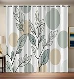 MULERN Cortinas Salon Dormitorio Abstracto Naturaleza 3D Líneas Hojas...