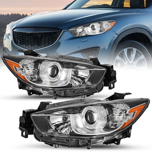 SOCKIR Headlights Assembly Fit for 2013 2014 2015 2016 Mazda CX-5 Factory Halogen Projector Headlamp Replacement Passenger and Driver Side