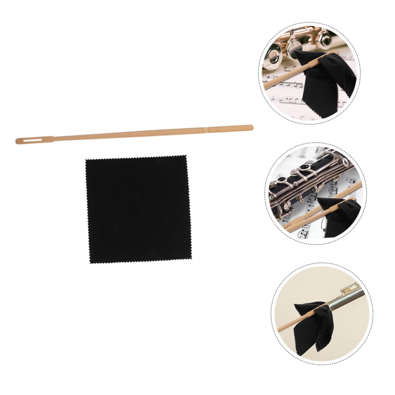 Abaodam Flute Cleaning Cloth and Rod Flute Cleaning Kit for Flute Clarinet Saxophone Trumpet