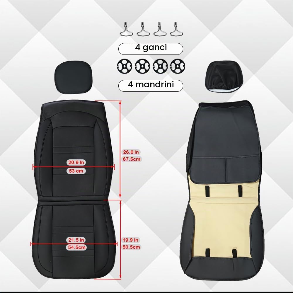 Set completo di coprisedili per auto, cuscini per sedili auto in pelle nappa, accessori impermeabili per interni auto per auto, SUV, berline e camion, resistenti all'usura e proteggono dai graffi