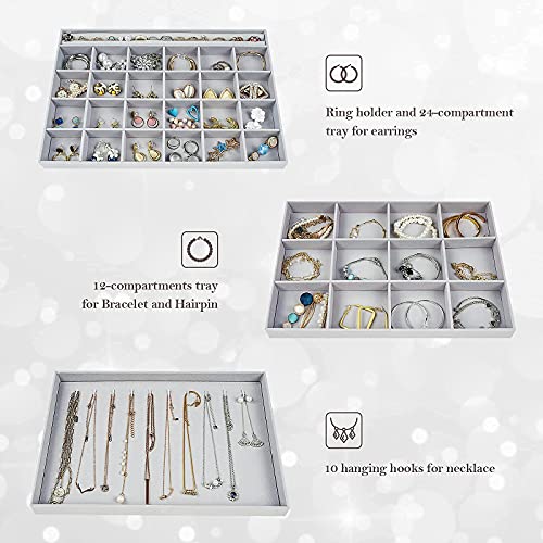 Procase 3 Set Stackable Jewelry Organizer For Drawer Vanity Dresser Bundle With 12 Slots Sunglasses Organizer Case Box For Women Man #TOP2