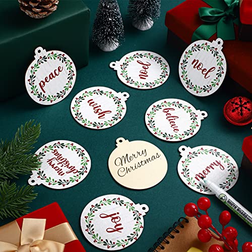 Spiareal 36 Pieces Farmhouse Christmas Ornament Set Rustic Wishes Tree Hanging Ornaments Wooden Wood Crafts For Xmas Party Holiday Decorations #TOP2