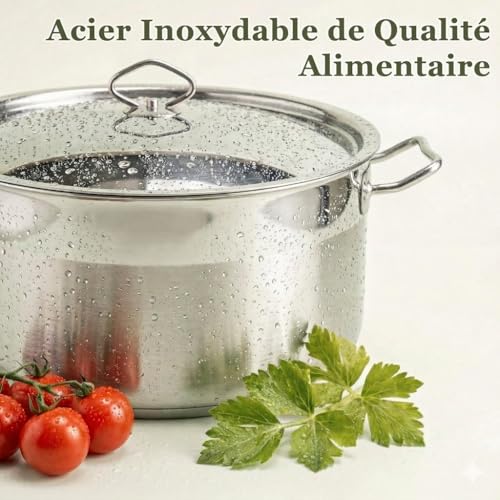 Faitout en acier inoxydable 40cm avec couvercle métallique durable - 4