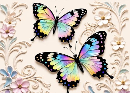 Image of RUMPS 7D Colorful Butterfly Printed Flat Bedsheet King Size 90x100 Inch with 2 Pillow Covers 16x26 Inch | Floral Microfiber Double Bedsheet | Luxury Designer Bedsheet