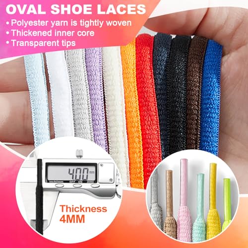 Image of Oval Athletic Shoelaces Thick 4MM DELELE Half Round Shoe Laces Strings 2 Pair