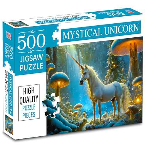 Image of Unicorn Jigsaw Puzzles for Kids and Children - Realistic Illustration Challenging Brain Booster Gifts, Fun and Creative Game - (500 Pcs)