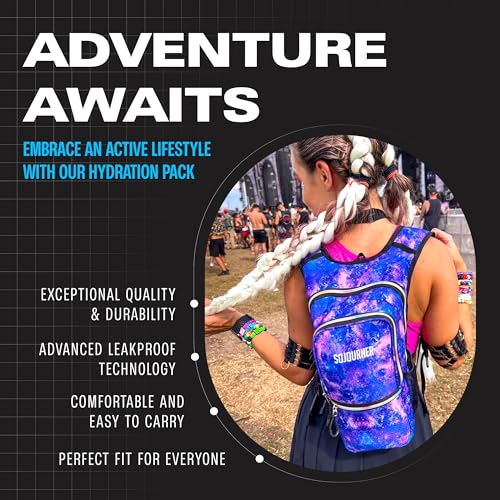 Image of Sojourner Hydration Pack, Hydration Backpack - Water Backpack with 2l Hydration Bladder, Festival Essential - Rave Hydration Pack Hydropack Hydro for Hiking, Running, Biking, Festival Gear