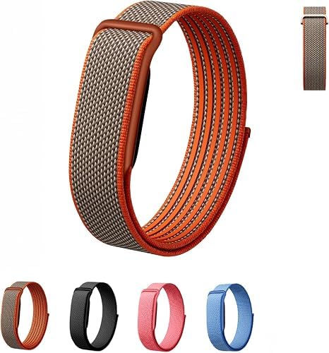Band for Google Fitbit Air Breathable Replacement Sport Strap with Classic Buckle Water & Sweat Resistant Adjustable Replacement Strap for Google Fitbit Air Fitness Tracker (1 Nylon-Orange)