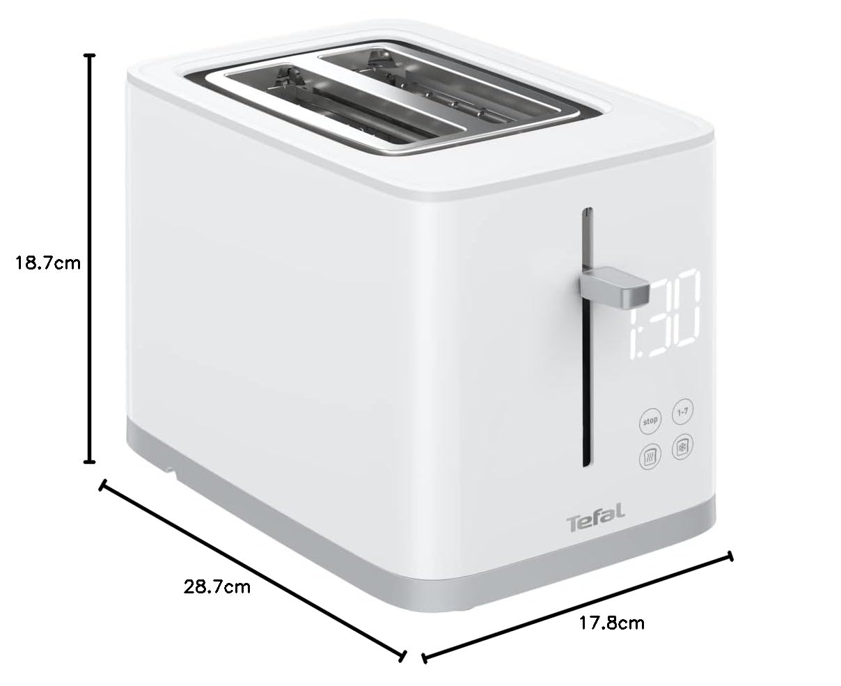 Tefal TT6931 Sense Tostadora | 7 niveles de bronceado | pantalla digital | cuenta atrás | calentamiento/descongelación | cajón de migas | botón de parada | blanco