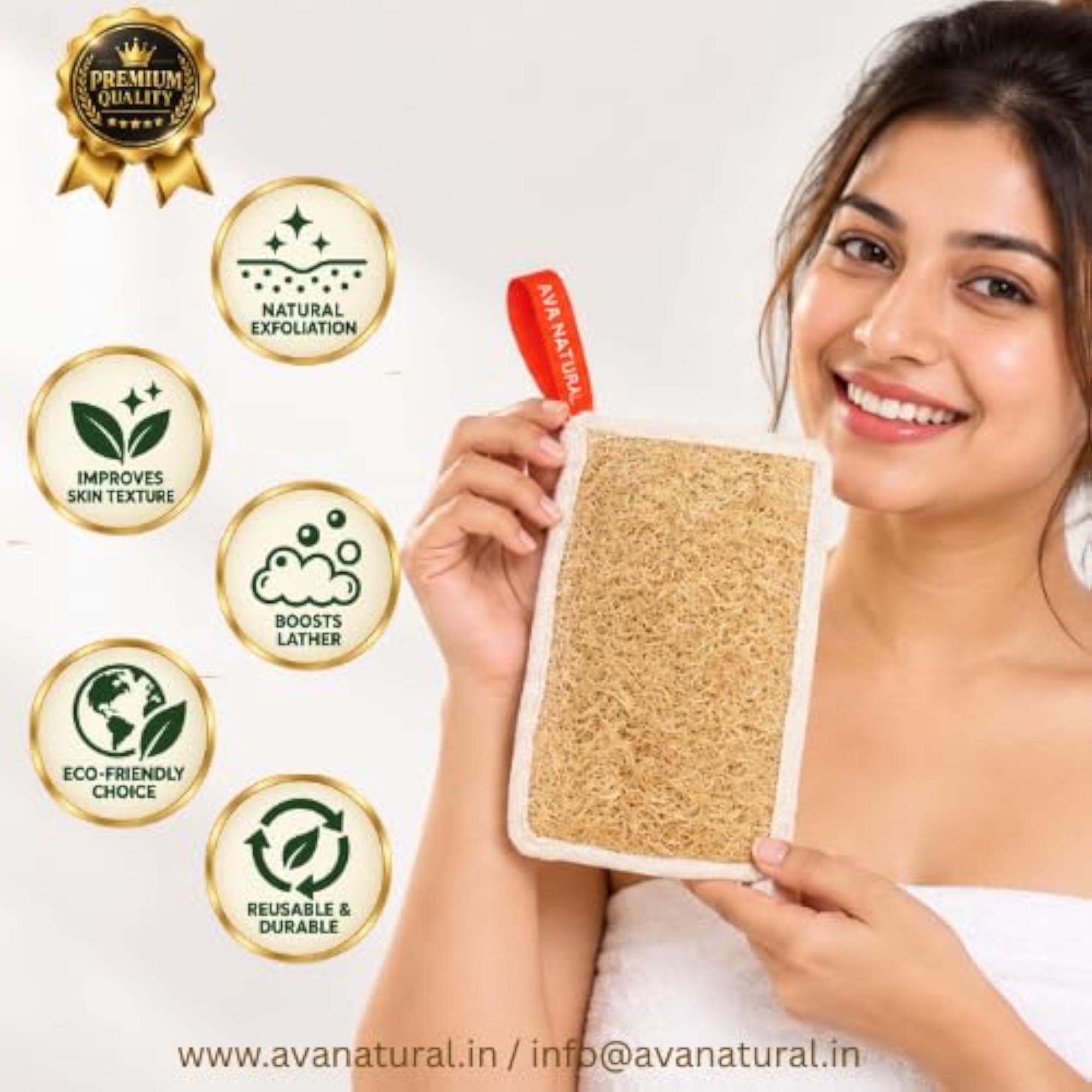 Natural Loofah Body Scrubber Pack of 2, Eco-Friendly
