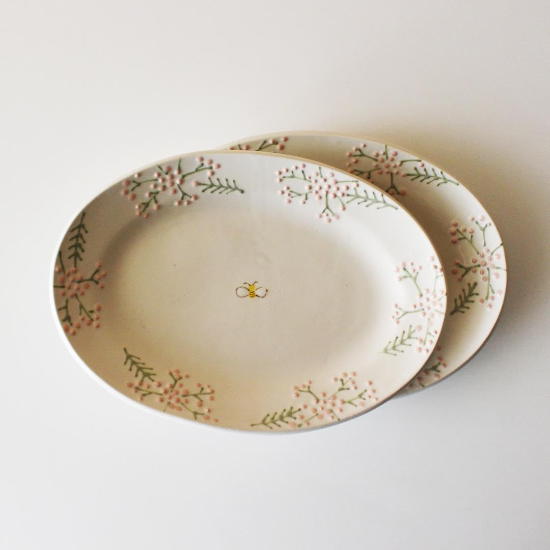 矢板緑 オーバルプレート Mサイズ 2枚セット ライスフラワー オーバル