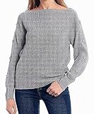 Jessica Simpson Women's Adley Elegant Boat Neck Sweater, Light Heather Grey, X-Large