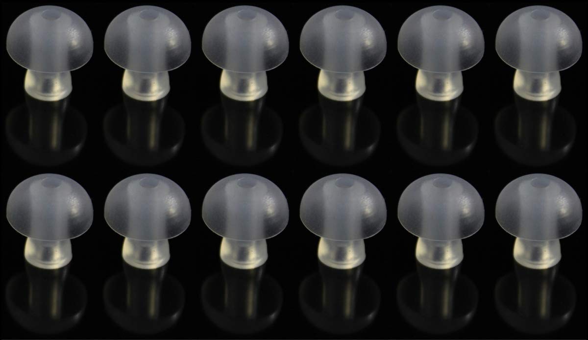 FCS Silicone Earplug Domes for BTE and Pocket Hearing Aid Ear Tip Replacement with Tube and Elbow Connectors (12 Pc. Large- 14mm)