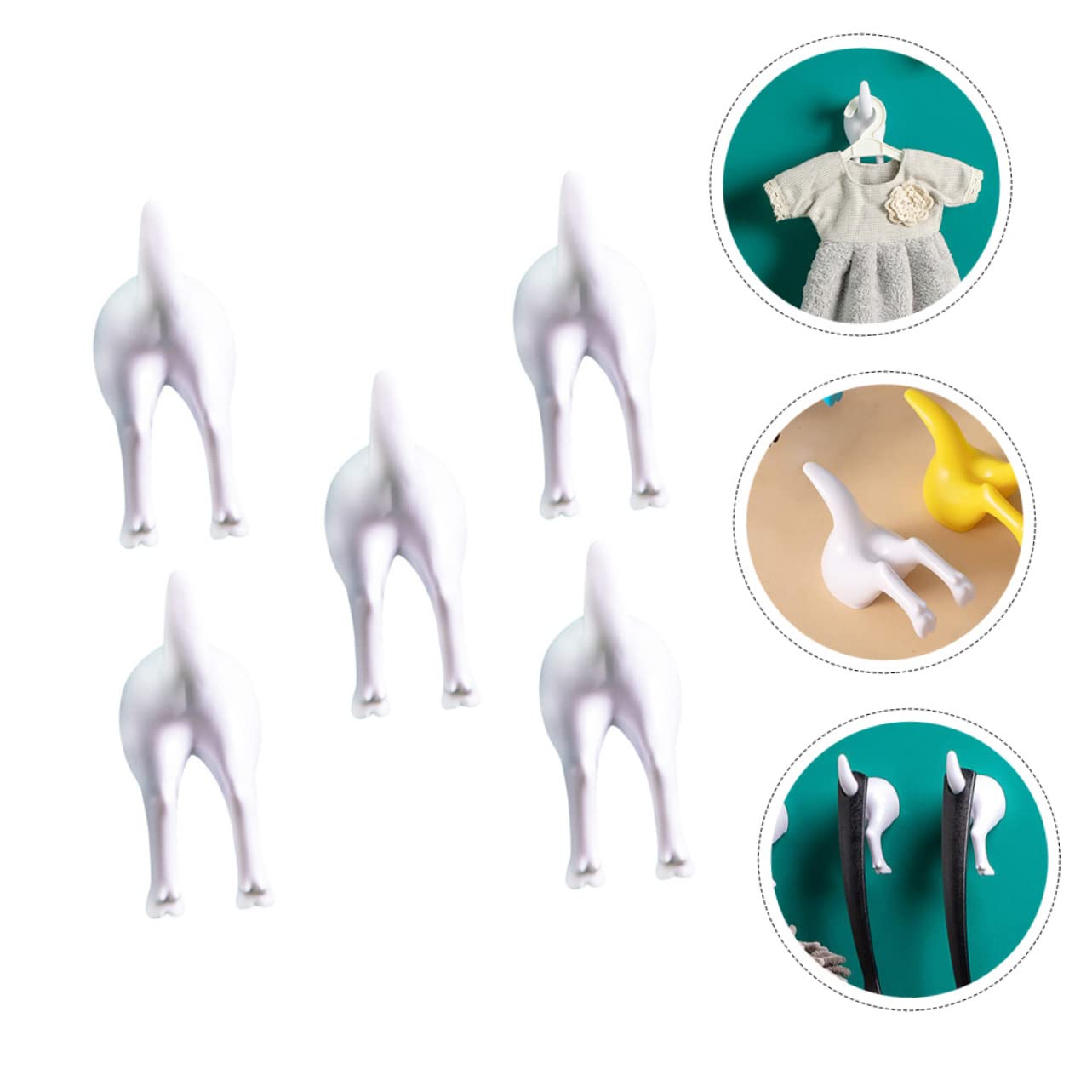 SHINEOFI 3 Set Ganci Murali Creativi Per Abbigliamento Ganci Senza Foratura Per Bagno Appendini Neri Forma Coda Cane Per Decorare Casa E Spazio 5 Pezzi*3