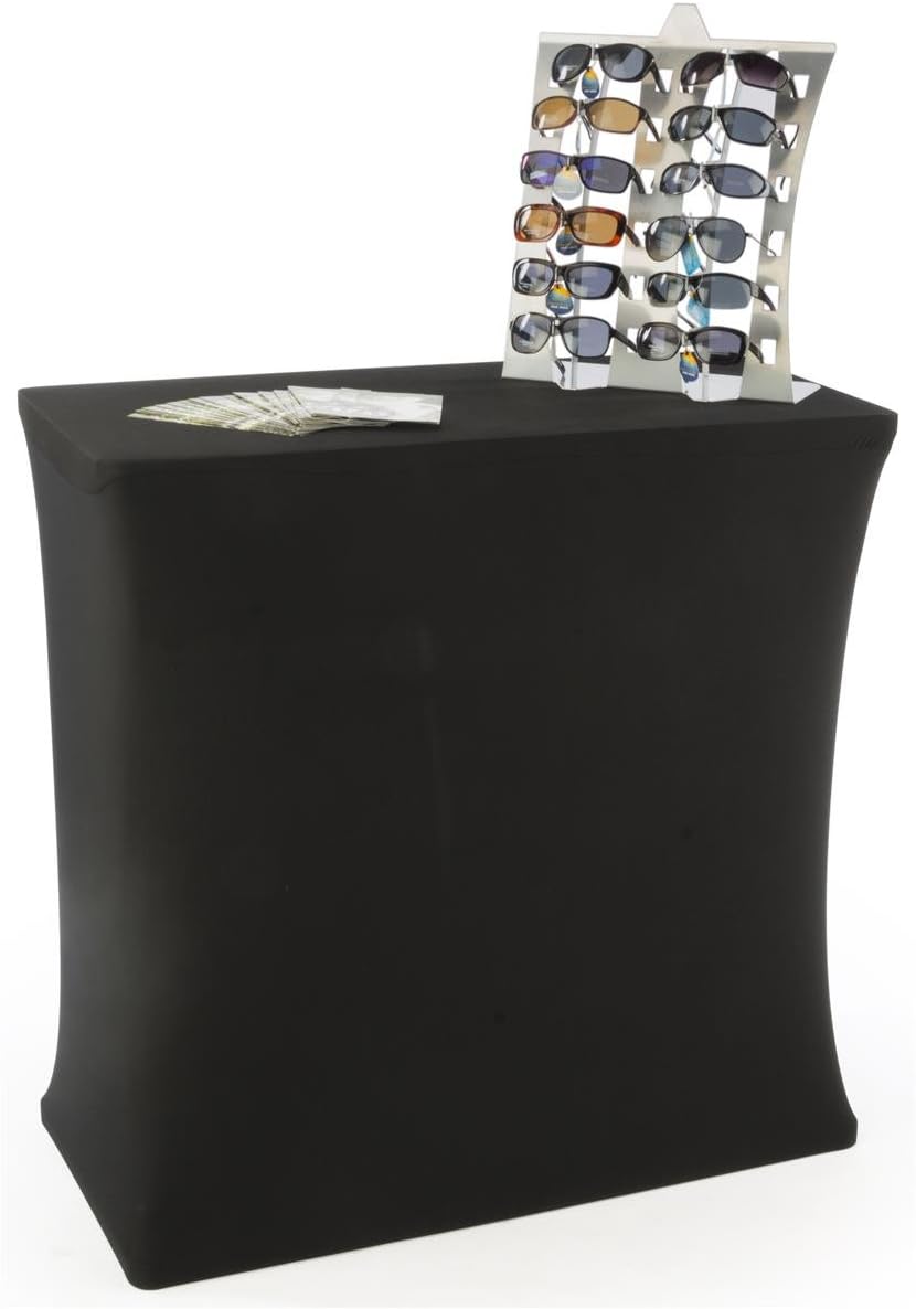 Portable Trade Show Counter Kiosk with Pop Up Stand, 38"W x 38.5"H, Stretch Cover, Wheeled Case