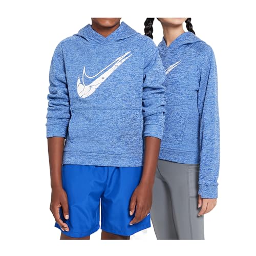 Nike Multi Stain Repel Big Kids' Therma-FIT Hoodie (HF4414-480, Game Royal/University Blue/Heather/White)