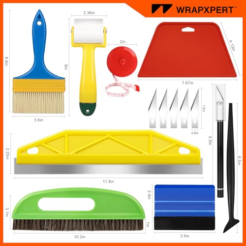 Image of WRAPXPERT Wallpaper Smoothing Tools, Wallpaper Tools for Peel and Stick, Tool Kits for Adhesive Contact Paper, Backsplash Tile, Window Film Installation, with Smoothing Brush, Wall Paper Paste Kit