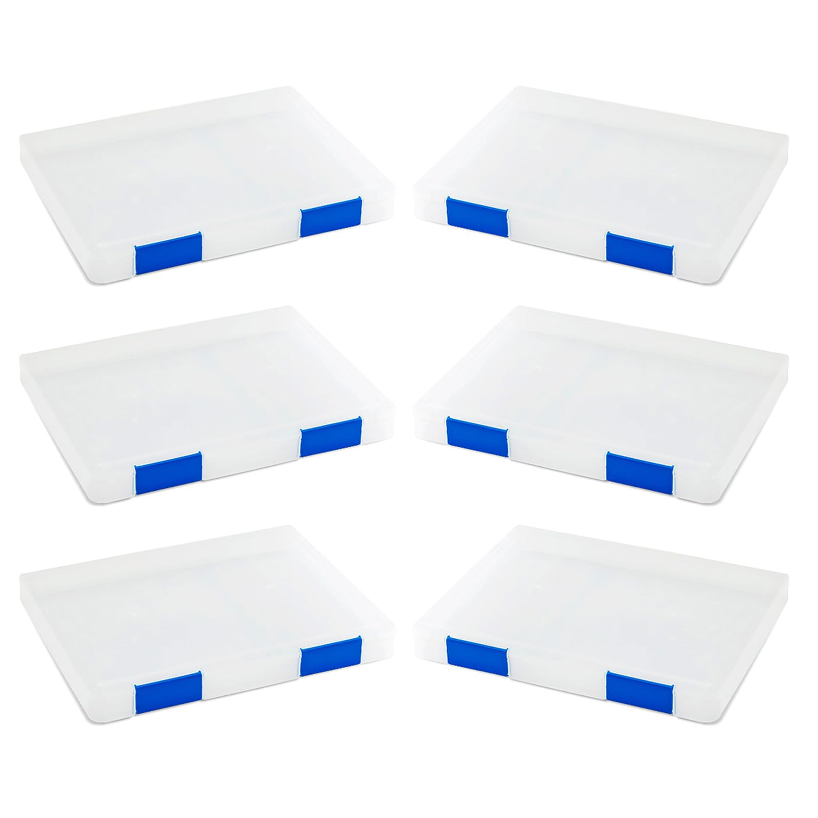 Limtula 6Pcs Clear File Box with Two Fasteners Clasps Document Organiser Container for Home School Offices File Organization Clear Box