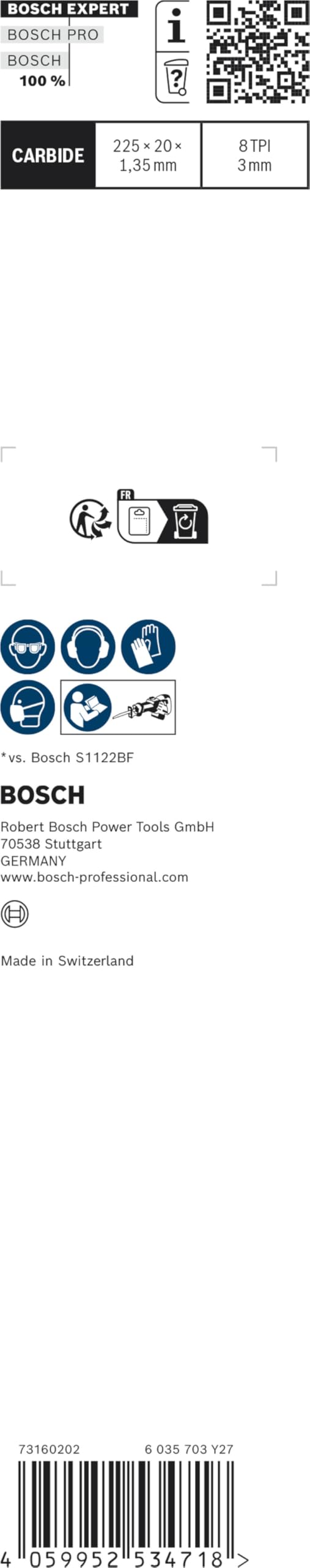 Bosch Professional 3x Expert ‘Vehicle Rescue’ S 1157 CHM Säbelsägeblatt (für Glas, Zäher Stahl, Länge 225 mm, Zubehör Säbelsäge)