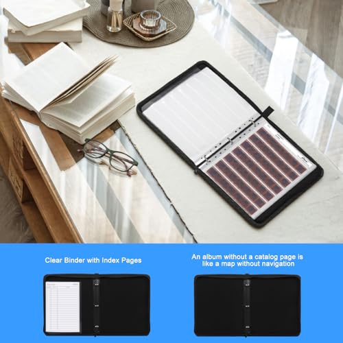 eTone Film Negative Storage Box, PU Leather 3-Ring Binder Album, Gold Foil, 13.18x7.08x1.96 Inch, Velvet Lined for 35mm 120 4x5 8x10 Negatives (Blue) - Thumbnail 7