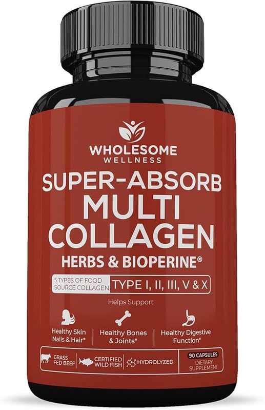 Evorina Wholesome Wellness Super-Absorb Multi Collagen Pills (Type I II III V X) Organic Herbs and Bioperine + Whole Food Multivitamin for Men - Natural Multi Vitamins, Minerals, Organic Extracts Bundle | High Strength Herbal Supplement | Clean Label Ayurvedic Wellness-image-31