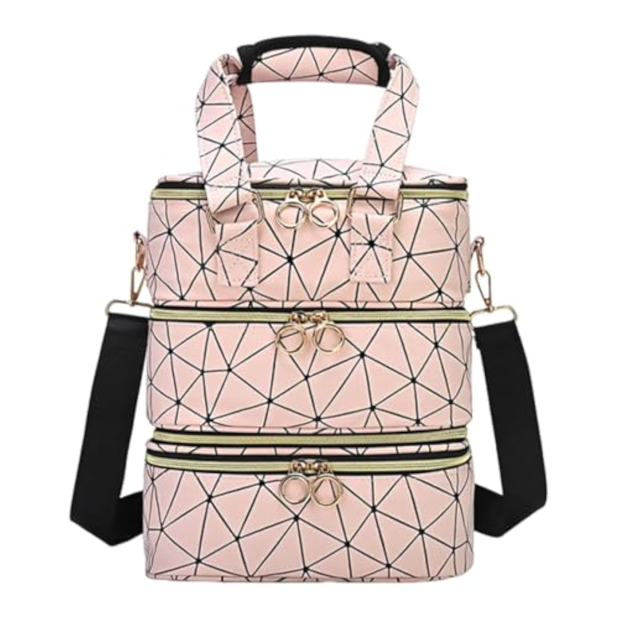 Stylish Pink Nail Polish Organizer with Zipper Closure