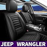 JIAMAOXIN Custom Fit for Jeep Wrangler 2007-2021 Car Seat Covers Full Set 5 Seats Waterproof Faux Leather Car Seat Cushion Protector Compatible Airbag Black