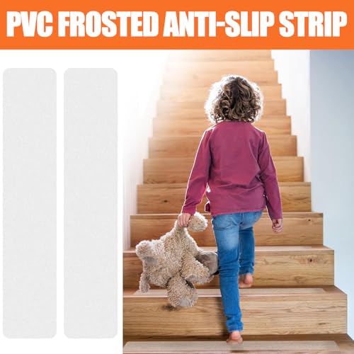 AXVRAV 18 Stück Treppenstufen Matten Transparent 10 x 60 cm, Wasserdicht Antirutschmatte Stufenmatten Selbstklebend, Anti Rutsch Treppen Streifen rutschfeste Klebeband für Holzstufen und Böden