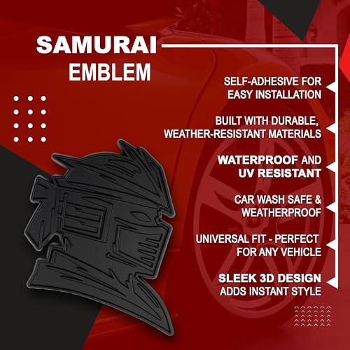 Image of Samurai Emblem, Custom 3D Car Badge - Universal Exterior Accessories for Car, Truck, SUV, Motorcycle (Set of 2) (Matte)