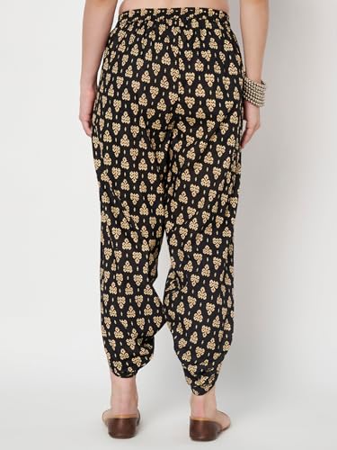 Image of 9rasa Women's Cotton Solid Harem Dhoti Pants for Casual FusionWear Workwear