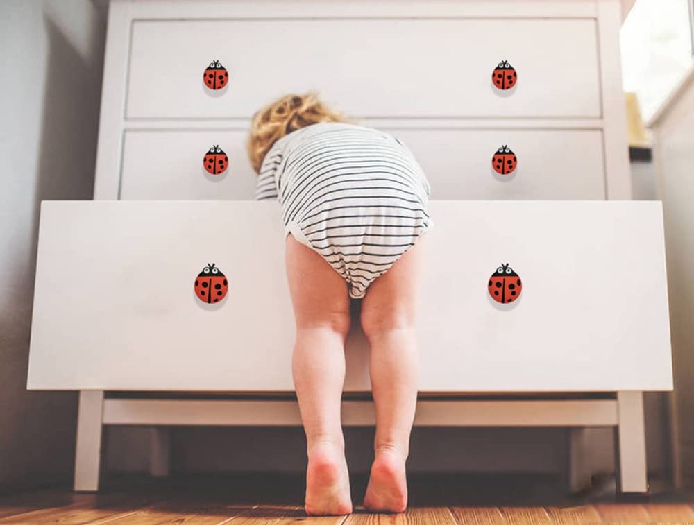 CcHhyyt Mystical Garden Series Cartoon Shape Soft Rubber Knobs for Kids Girls Boys Cabinet Handle Drawer Knobs for Nursery Cabinets Toys 6 Pieces (Ladybird) - Image 3