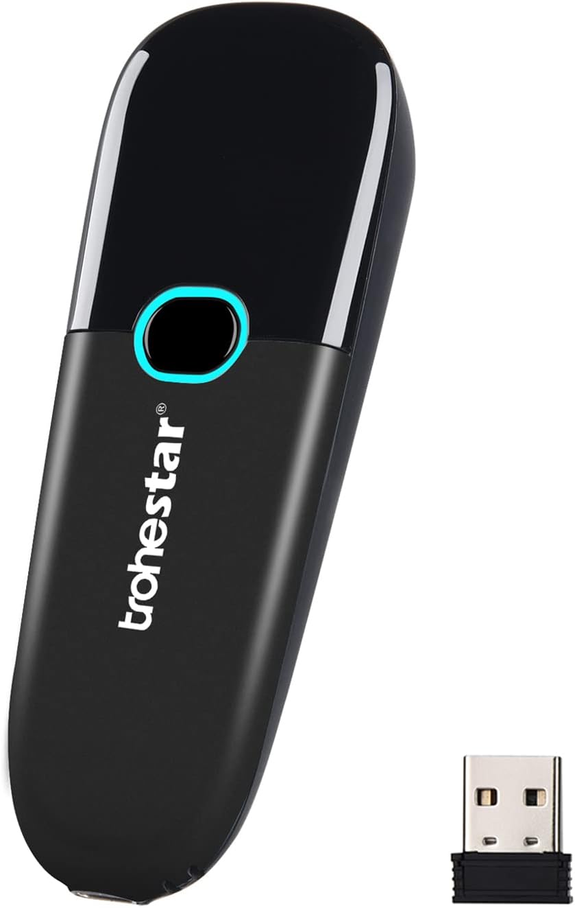 trohestarWireless Barcode Scanner, 1D Bar Code Scanner Compatible with Bluetooth Function & 2.4GHz Wireless & Wired Connection, Handheld CCD Bar Code Reader Work with Windows Mac Android iOS