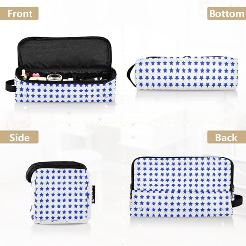 2-en-1 Estuche de viaje para rizador y tapete resistente al calor con cierre de cremallera Organizador impermeable para planchas de pelo y herramientas calientes, estilizador y volumizador para cabello patrón azul estrellado miniatura 5