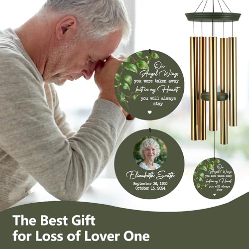 Image of ASTARIN Customized Wind Chimes Memorial, Sympathy Gifts for Loss of Mom Dad Son, Grief Gifts for Women, Condolences Wind Chime Gift Idea, Wooden Windchime Deep Tone(Made in Texas)