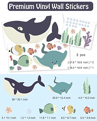Vinilos decorativos de pared con animales marinos 93 piezas miniatura 3