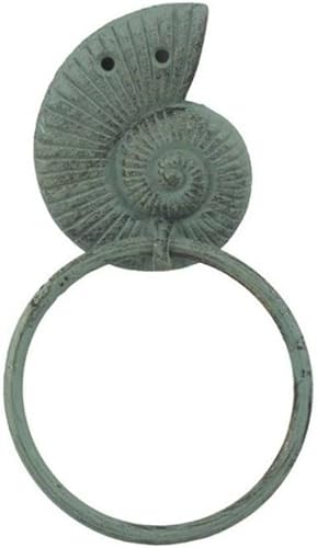 Miniatura 55 de Toallero de hierro fundido de plata antigua de 8.5 pulgadas - Decoración de conchas marinas - Decoración del hogar del mar Plata,Hierro fundido,Azul
