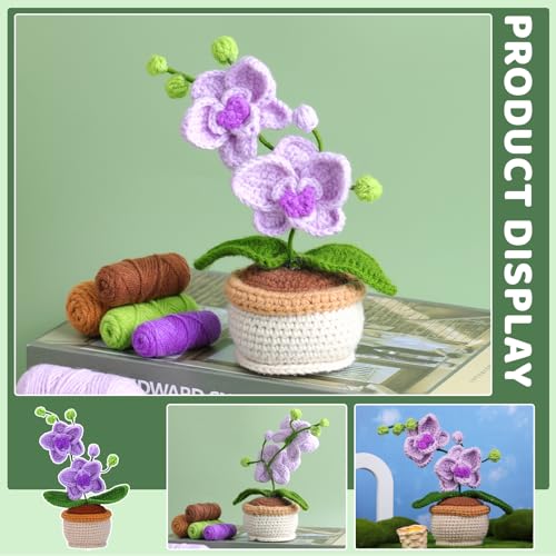 Image of Crochet Kit, Crochet Kit for Beginners, Butterfly Orchid Knitting Kit | Beginner Crochet Kit, Crochet Flower Kit with Step-By-Step Video Tutorials, Beginner Crochet Kit for Adults