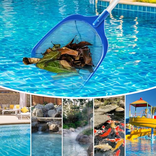 Jsdoin Pool Kescher, 161cm lang-Teichkescher mit Teleskopstange,14,5cm Tief Kescher Feinmaschig - Für Teich, Algen & Bestway Pool,Spa, Teiche, Whirlpools