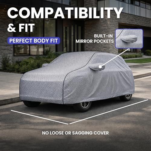 Image of Autofy Tata Nexon Car Cover [Year 2019 Onwards] - Dust & UV Protection Cover with Mirror Pocket Soft Cotton Lining Car Accessories Nexon Car Body Cover