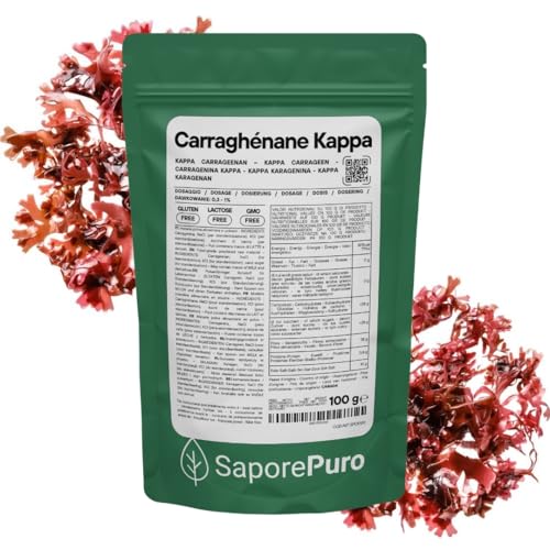 SaporePuro Carraghénane Kappa en Poudre 100 g – Sans Gluten – Gélifiant et Stabilisant pour Préparations Salées, Viandes, Gelées et Desserts