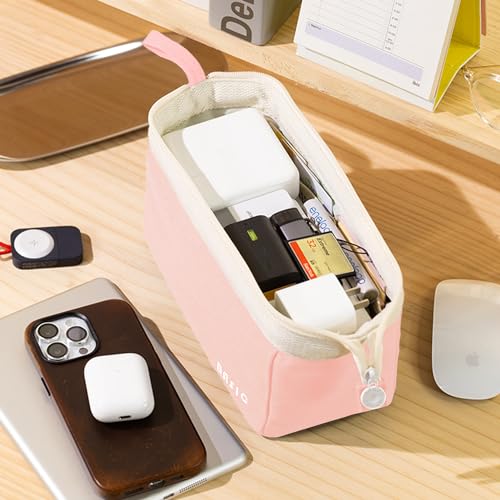 Image of MAMUNU Large Pencil Case Wide Opening - Big Capacity Pencil Pouch for Girls Boys - Portable Stationery Pen Bag for School Office College Teens Students Adults, Pink