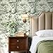 Livelynine 17.5x276 Nature Wallpaper Stick and Peel Trees Animals Green Plants French Country Landscape Wallpaper for Bedroom Bathroom Wall Murals Sage Green Pattern Contact Paper Renter Friendly