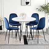 GOLDFAN Esstisch mit 4 Stühlen runder Küchentisch 4 Stoffstühle für Esszimmer Küche, 80cm